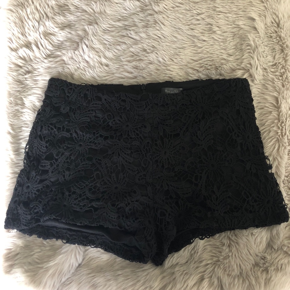 Max & Riley High Waisted Flower Lace Black Shorts